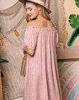 Off Shoulder Dress With Button Detail - Online Only