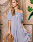 Off Shoulder Dress With Button Detail - Online Only