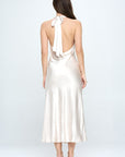 One and Only Collective Inc Satin Draped Halter Neck Dress