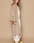 POL Flower Lace Trim Open Front Longline Cardigan