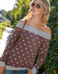 e Luna PLUS Polka Dot Off Shoulder Top