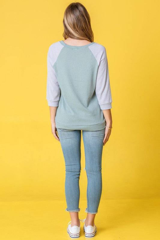 Waffle Knit Two Tone Tunic