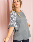 Double Ruffle Sleeve Leopard Tunic