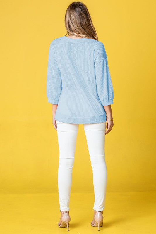 Plus Solid Waffle Knit Top