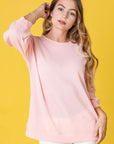 Plus Solid Waffle Knit Top