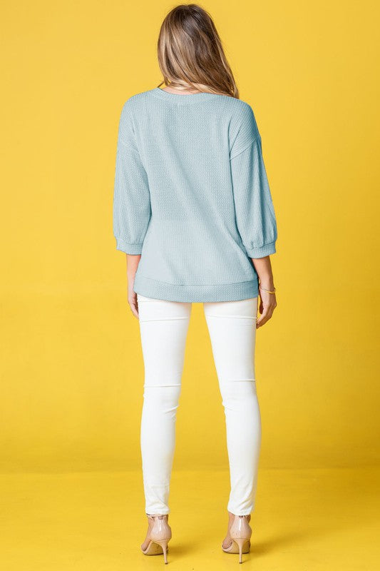 Plus Solid Waffle Knit Top