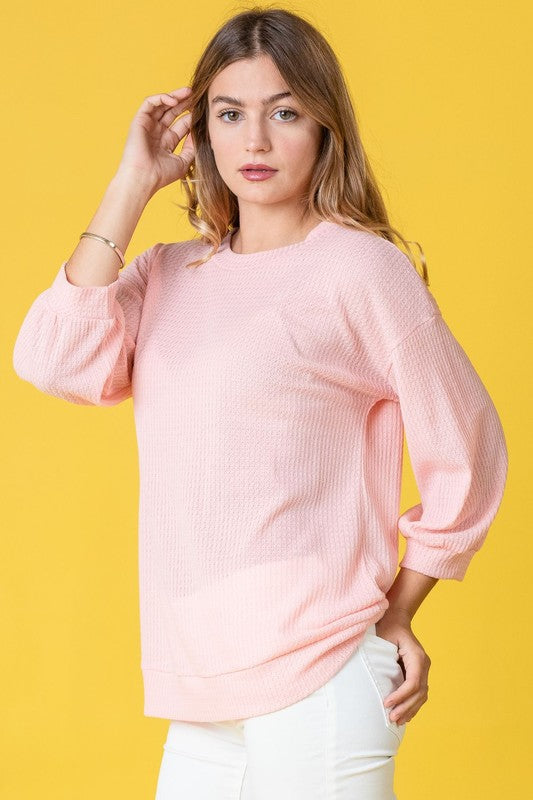 Solid Waffle Knit Top