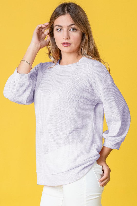 Plus Solid Waffle Knit Top