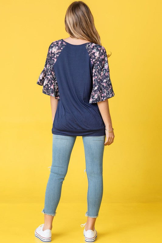 PLUS Ruffle Print Sleeve Tunic