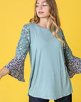 Color Block Ruffle Sleeve Tunic