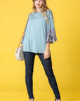 PLUS Color Block Ruffle Sleeve Tunic