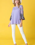 PLUS Color Block Ruffle Sleeve Tunic