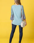 PLUS Color Block Ruffle Sleeve Tunic