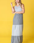 Plus Sleeveless Stripe Tiered Maxi Dress