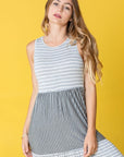 Plus Sleeveless Stripe Tiered Maxi Dress