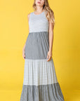 Plus Sleeveless Stripe Tiered Maxi Dress