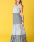 Plus Sleeveless Stripe Tiered Maxi Dress