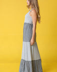 Plus Sleeveless Stripe Tiered Maxi Dress