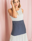 Sleeveless Stripe Tiered Maxi Dress