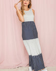 Sleeveless Stripe Tiered Maxi Dress