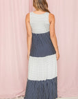 Sleeveless Stripe Tiered Maxi Dress