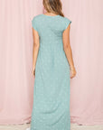 Polka Dot Folded Cap Sleeve Maxi Dress