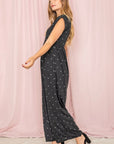 Polka Dot Folded Cap Sleeve Maxi Dress