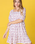 PLUS Ditsy Floral Squared Neck Mini Dress