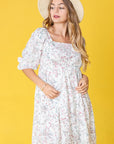 PLUS Branch Floral Squared Neck Mini Dress