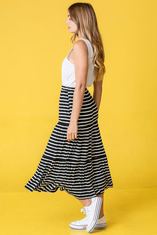 PLUS Stripe Maxi Skirt