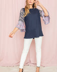 PLUS Color Block Ruffle Sleeve Tunic