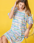 PLUS Multi Color Stripe Tiered Dress