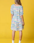 PLUS Multi Color Stripe Tiered Dress