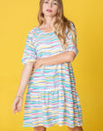 PLUS Multi Color Stripe Tiered Dress