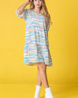 PLUS Multi Color Stripe Tiered Dress