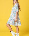 PLUS Multi Color Stripe Tiered Dress