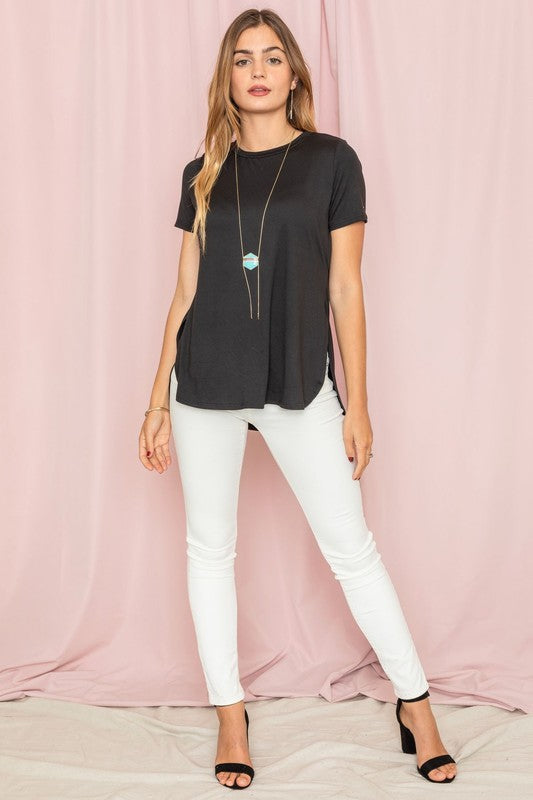 Solid Side Slit High Low Tunic