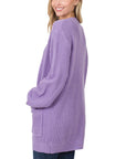 Zenana Low Gauge Waffle Open Cardigan Sweater - Online Only