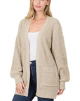 Zenana Low Gauge Waffle Open Cardigan Sweater - Online Only