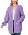 Zenana Low Gauge Waffle Open Cardigan Sweater - Online Only