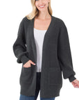 Zenana Low Gauge Waffle Open Cardigan Sweater - Online Only