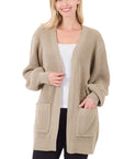 Zenana Low Gauge Waffle Open Cardigan Sweater - Online Only