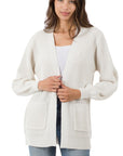 Zenana Low Gauge Waffle Open Cardigan Sweater - Online Only