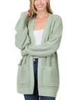 Zenana Low Gauge Waffle Open Cardigan Sweater - Online Only