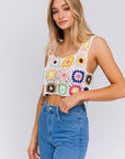 LE LIS Sleeveless Multi Crochet Top