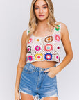 LE LIS Sleeveless Multi Crochet Top