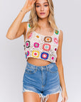 LE LIS Sleeveless Multi Crochet Top