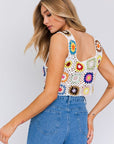 LE LIS Sleeveless Multi Crochet Top