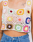 LE LIS Sleeveless Multi Crochet Top