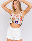 LE LIS Sleeveless Multi Crochet Top